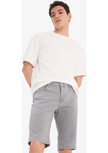 Slim Fit Dar Kesim Jean Bermuda Şort A4802AX25SM