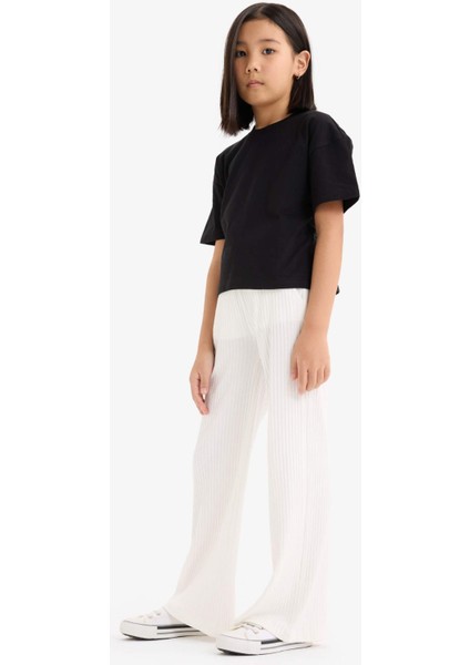 Kız Çocuk Beli Lastikli Fitilli Wide LegGeniş Paça Pantolon E1836A825SM fırsatları
