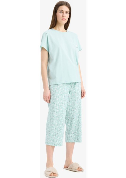 Pijama Takımı Kısa Kollu Üst Esnek Belli Kapri Altı-Fall in Love E0263AX25SP