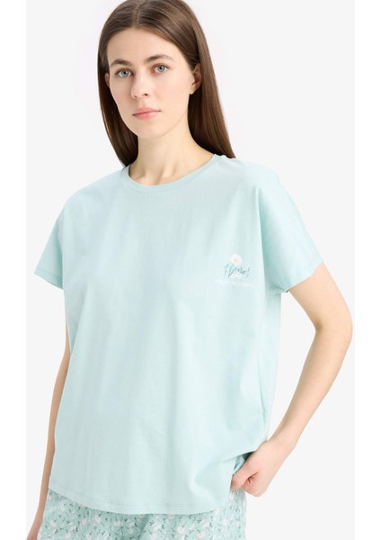Pijama Takımı Kısa Kollu Üst Esnek Belli Kapri Altı-Fall in Love E0263AX25SP