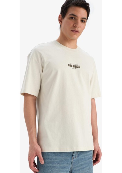 %100 Pamuk One Piece Boxy Fit Bisiklet Yaka Sırt Baskılı Kısa Kollu Tişört E0714AX25SM modelleri