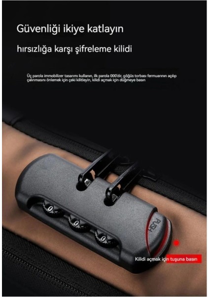 Şık omuz çantası, USB şarj portu, kilitli, siyah altın detaylı, suni deri materyal fırsatları
