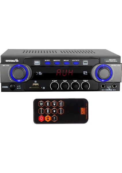 Hpy Y Hpy Y -510 2X50 Watt 220V/12V Giriş Usb-Sd -Bt-Uk Trafosuz 2 Mik. Girişli Stereo Anfi