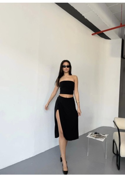 Çepli Şortlu Yırtmaçlı etek