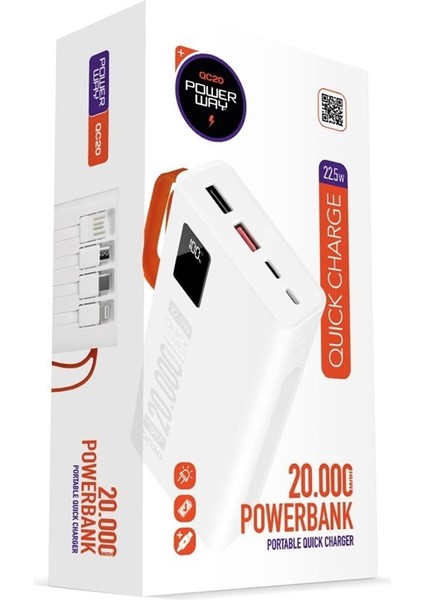Elektronik QC20 20000 Mah Çift USB Dijital Ekran Powerbank