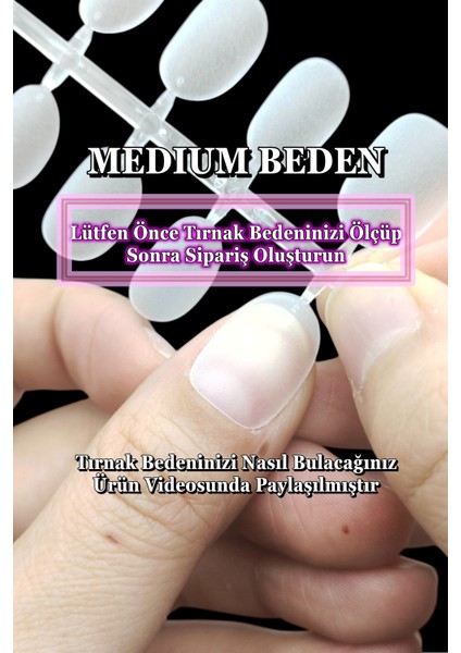 100 Adet Jel Tips MEDIUM Beden YUVARLAK KISA Takma Tırnak Seti. Özel Kutuda. Yapıştırıcı Hediyeli