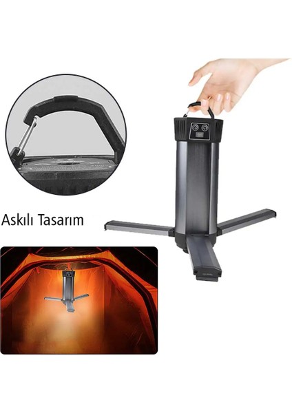 PM24566 35 Watt USB Typec Girişli P50 ve Cob Ledli 3 Kanatlı Kollu Çalışma Lambası