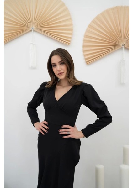 Volanlı Atlas Elbise