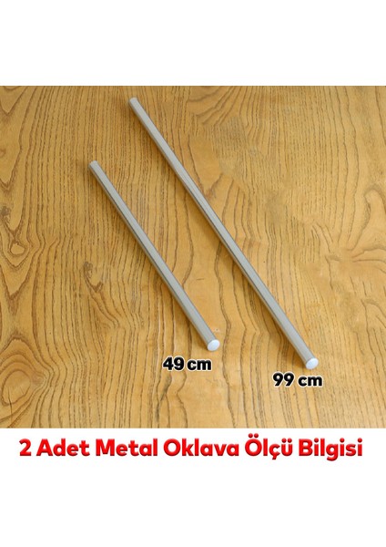 Metal Alüminyum Oklava 2'li Set 99-49 cm Börek Hamur Yufka Açma Silindir Yuvarlak Uzun Kısa Mutfak