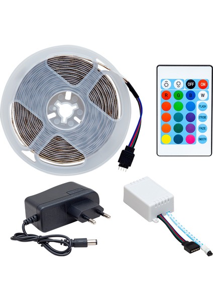 Ledon -1609 Silikonsuz 5 Metre Rgb Şerit LED Animasyon Devreli + Adaptör Set