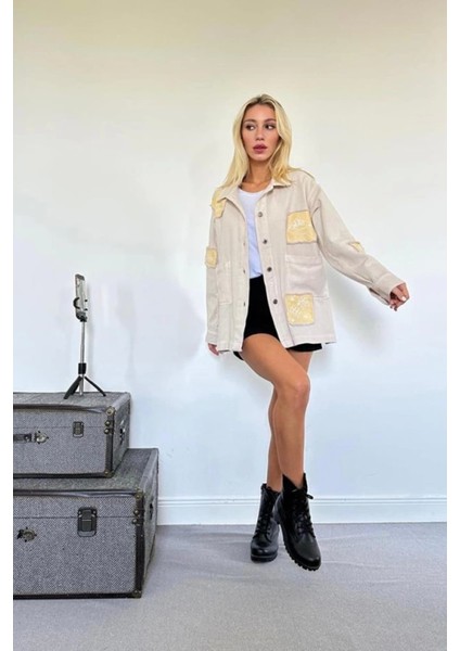 Gabardin Arma Detaylı Gömlek Ceket
