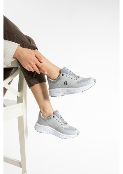 Nesra Kadın Günlük Beyaz Gri Spor Ayakkabı