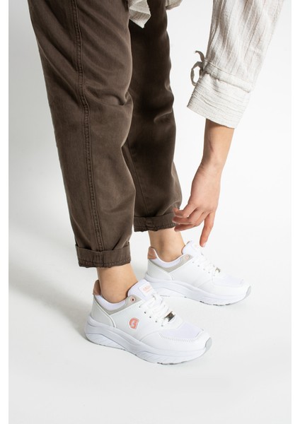 Nesra Kadın Günlük Beyaz Pudra Spor Ayakkabı