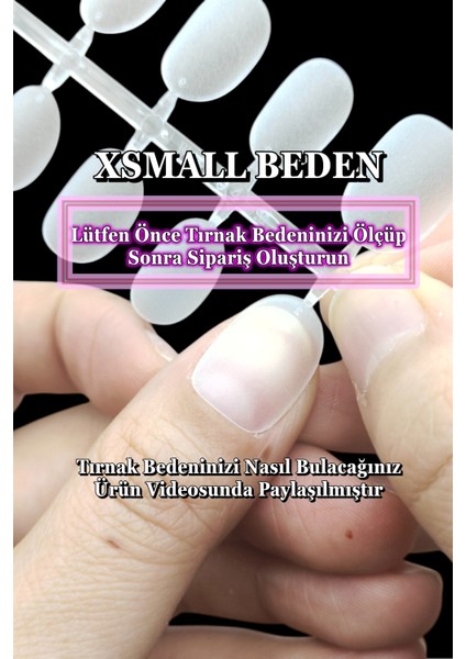 100 Adet Jel Tips XSMALL Beden YUVARLAK KISA Takma Tırnak Seti. Özel Kutuda. Yapıştırıcı Hediyeli