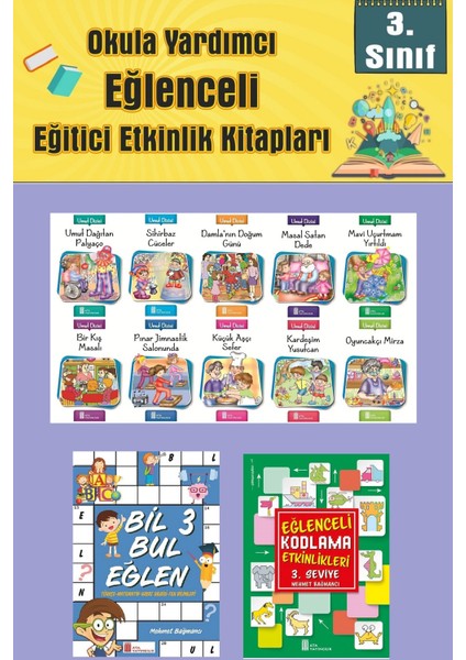 3.sınıflar Için Okumayı Sevdiren 10 Lu Hikaye Seti -Bil Bul Eğlen-Kodlama 9 (Okulda Evde Tatilde)