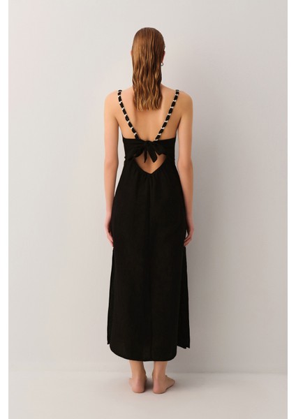 Krysten Kadın Plaj Elbisesi Siyah Renk %100 Pamuk Rahat Kullanım İçin fırsatları