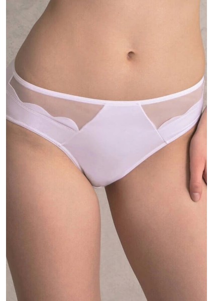 Kadın Mikro Kumaş Tüllü Dalga Desenli Slip 2781