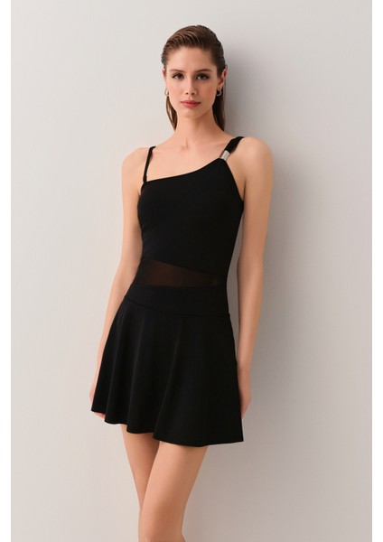 Tek Omuz Etekli Korseli Toparlayıcı Mayo