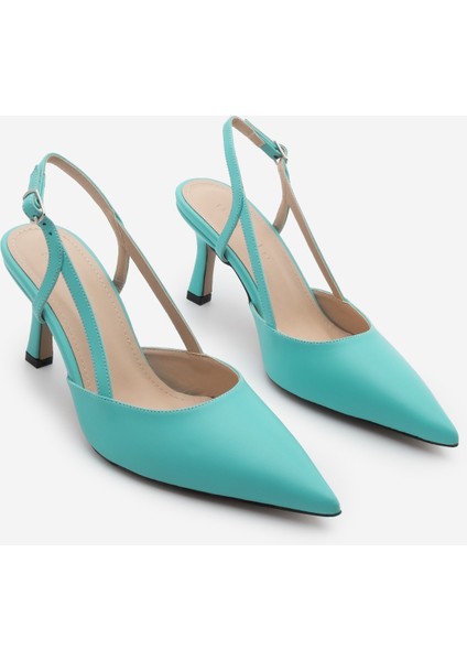 Kadın Stiletto Yanları Açık Bantlı Sivri Burun Klasik Topuklu Ayakkabı Suder