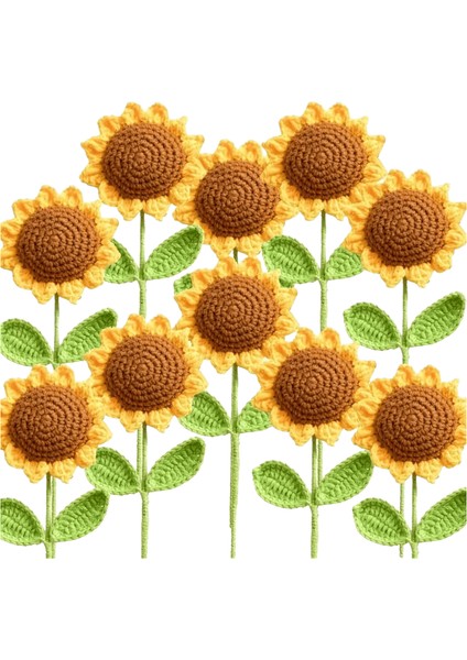 El Yapımı Tığ Işi Ayçiçeği Buketi Örme Yapay Çiçeklerrenk:10 Adet (Yurt Dışından)