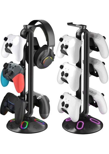 Oyun Rgb Kulaklık Standı, Kontrol Cihazı Tutucu - 2 USB Şarj Portu ve 3,5 mm ve Type-C ile Kulaklık Standı (Yurt Dışından) fiyatları