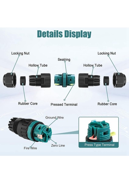 4pcs 2 Yollu 3 Kutuplu Bağlantı Kutusu IP68 Dış Mekan Su Geçirmez Elektrik Kablo Konektörü Ø5-12 mm (Yurt Dışından) modelleri