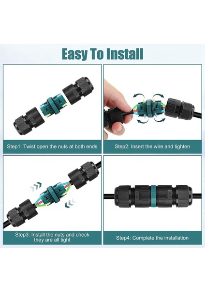 4pcs 2 Yollu 3 Kutuplu Bağlantı Kutusu IP68 Dış Mekan Su Geçirmez Elektrik Kablo Konektörü Ø5-12 mm (Yurt Dışından) indirimleri