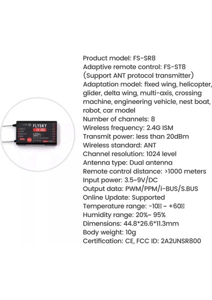 Flysky Fs-Sr8 2.4ghz Ant 8-Kanal Mini Alıcı Çift Çeşitlilik Alıcısı (Yurt Dışından) fiyatları
