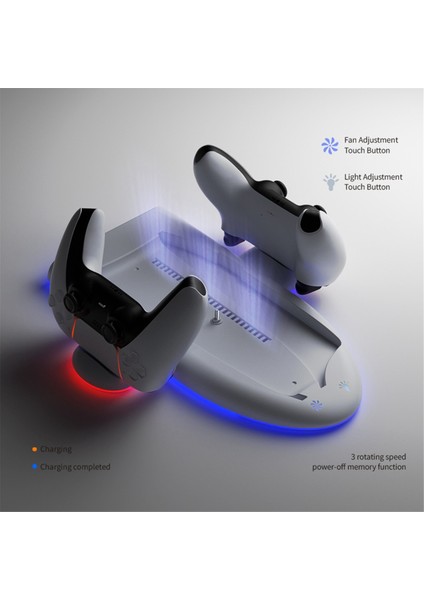 Ps5 Slim 2 Kontrol Cihazı Için Şarj Istasyonu Şarj Istasyonu Dikey Soğutma Standı Playstation Slim Için Soğutma Fanı (Yurt Dışından)