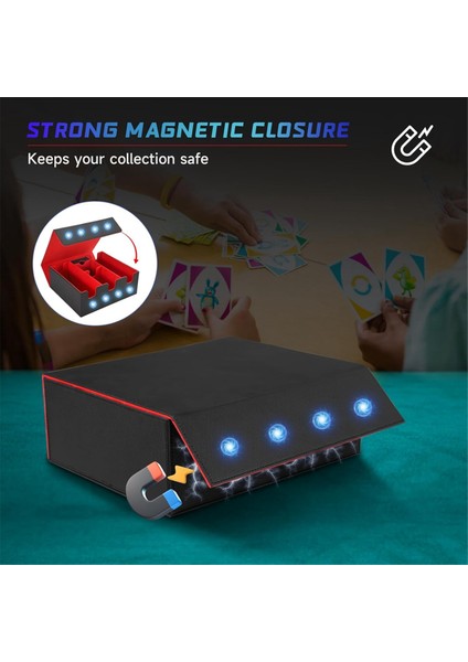 Ticaret Kartları Için Kart Saklama Kutusu, Mtg, Yugioh ve Spor Kartları Için Manyetik Kapatmalı Tcg Saklama Kutusu Siyah+Mavi (Yurt Dışından) fırsatları