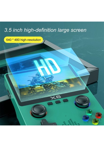 Taşınabilir X6 El Oyun Oyuncusu 3.5 Inç IPS Ekran 11 Simülatörleri Gba Video Oyun Konsolu Çocuklar Için Hediyeler-Yeşil (Yurt Dışından)