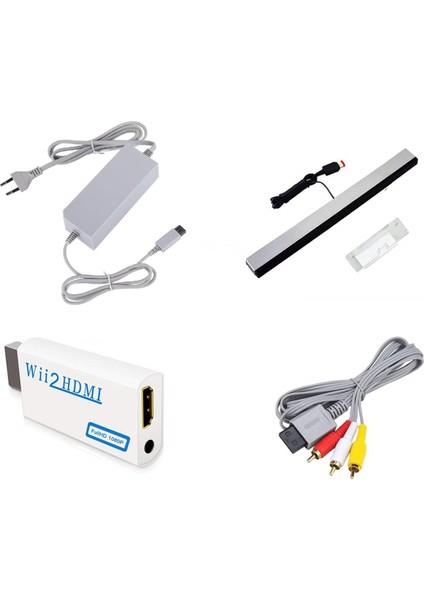 Ac Güç Adaptörü + Wii2 - HDMI Uyumlu Adaptör + Kablolu Hareket Sensörü Çubuğu + Wii Ab Fişi Için Kompozit Ses Video Kablo Seti (Yurt Dışından)