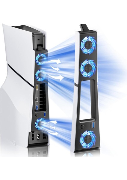 Ps5 Slim Konsolu Için Rgb Işık Soğutma Fanı 3 Fanlı USB 3.0 Portlu Sessiz Soğutma Sistemi Sony Ps5 Slim Için (Yurt Dışından) fiyatları