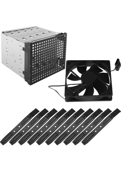 Depolama Genişletme Sabit Disk Kafesi Kendin Yap Sabit Disk Kafesi Rafı 5,25 Inç Ila 5x 3,5 Inç Braket 12 cm Fan ile (Yurt Dışından)