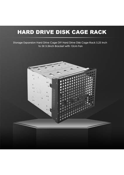Depolama Genişletme Sabit Disk Kafesi Kendin Yap Sabit Disk Kafesi Rafı 5,25 Inç Ila 5x 3,5 Inç Braket 12 cm Fan ile (Yurt Dışından)