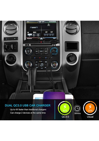 Qc3.0 Hızlı Şarj Soketi Araç Şarj Cihazı Çift USB 12V-24V- Çakmağı Telefon iPad Şarjı Için Anahtarlı Dokunmatik Anahtar (Yurt Dışından)