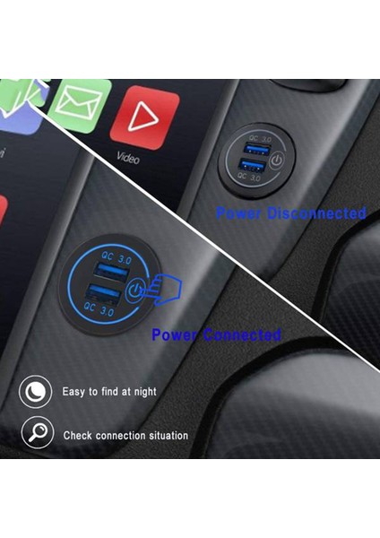 Qc3.0 Hızlı Şarj Soketi Araç Şarj Cihazı Çift USB 12V-24V- Çakmağı Telefon iPad Şarjı Için Anahtarlı Dokunmatik Anahtar (Yurt Dışından)