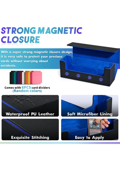 Ticaret Kartları Için Kart Saklama Kutusu, Pu Kart Destesi Kutusu, Manyetik Oyun Kartları Için Manyetik Kapatmalı Kart Tutucu Mavi+Siyah (Yurt Dışından) modelleri