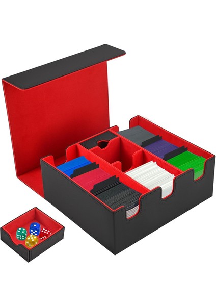Ticaret Kartları Için Kart Saklama Kutusu, Mtg, Yugioh ve Spor Kartları Için Manyetik Kapatma Tcg Saklama Kutusu Kırmızı+Siyah (Yurt Dışından) modelleri