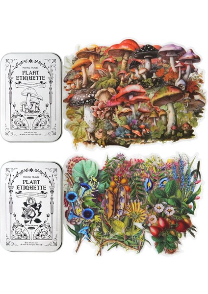 100 Adet Bitki Temalı, Günlük Tutmak Için Scrapbook Sticker Seti, Hurda Günlükler Için Ephemera Paketleri, Demir Saklama Kutusuyla (Yurt Dışından)