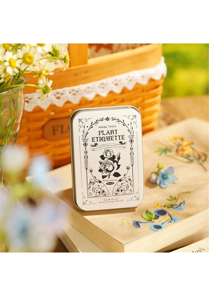 100 Adet Bitki Temalı, Günlük Tutmak Için Scrapbook Sticker Seti, Hurda Günlükler Için Ephemera Paketleri, Demir Saklama Kutusuyla (Yurt Dışından)