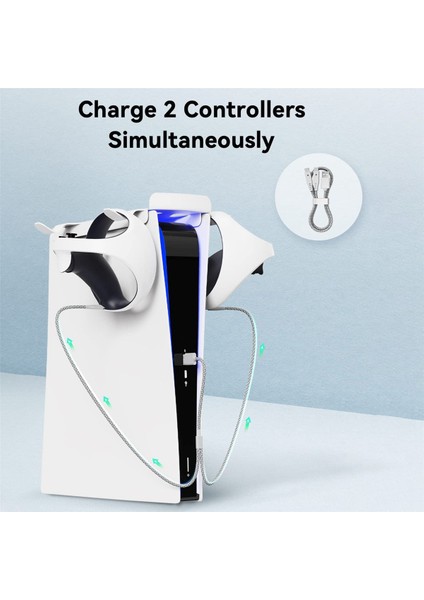 Vr Kulaklık Standı Braketi Kontrolörleri Psvr 2 Için Tutucu Lens Kapağı, Playstation Vr2 Denetleyicisi Için 2 In1 Şarj Kablosu (Yurt Dışından)