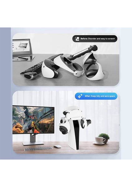 Vr Kulaklık Standı Braketi Kontrolörleri Psvr 2 Için Tutucu Lens Kapağı, Playstation Vr2 Denetleyicisi Için 2 In1 Şarj Kablosu (Yurt Dışından)