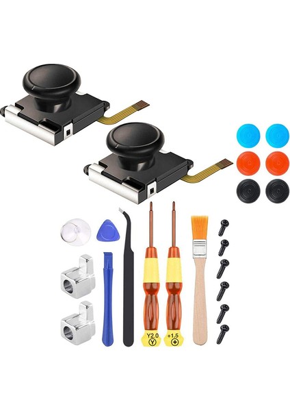 Joycon Joystick Değiştirme için 2'li Paket, Nintendo Switch için Analog Başparmak Çubuğu Joy Con Tamir Kiti, Çapraz Tornavida ile (Yurt Dışından)