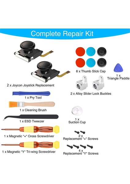 Joycon Joystick Değiştirme için 2'li Paket, Nintendo Switch için Analog Başparmak Çubuğu Joy Con Tamir Kiti, Çapraz Tornavida ile (Yurt Dışından) fiyatları