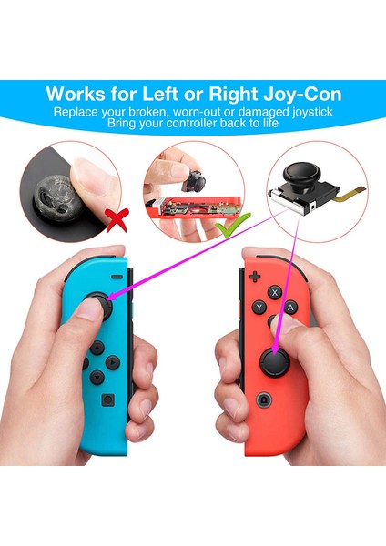 Joycon Joystick Değiştirme için 2'li Paket, Nintendo Switch için Analog Başparmak Çubuğu Joy Con Tamir Kiti, Çapraz Tornavida ile (Yurt Dışından) fırsatları
