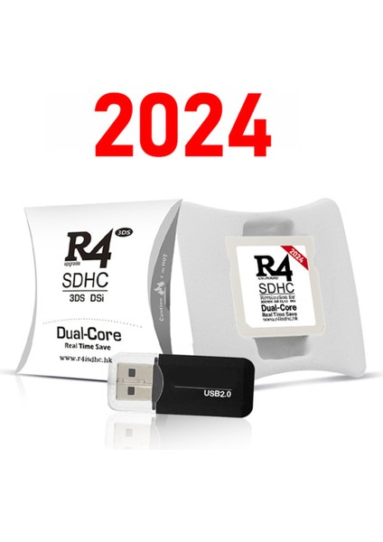 2024 R4 Kart R4 Sdhc Adaptör Flash Kart Hk USB Adaptörlü 2ds 3ds Dsı Xl/ll Dsl Oyun Kartı Yakma Kartı C (Yurt Dışından)