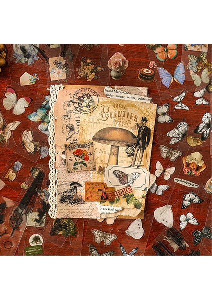 100 Yaprak Vintage Kelebek Bitki Çiçek Scrapbook Çıkartmaları Hurda Günlük Malzemeleri Için, Aşırı Siyah ve Beyaz (Yurt Dışından) modelleri