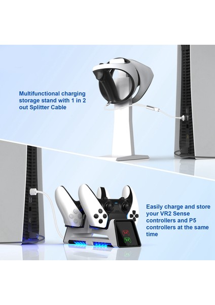 Ps5 Vr2 Için Manyetik Emme Taşınabilir Şarj Standı Kolu Koltuk Için Işık ile Saklayabilir Gözlük Kulaklık (Yurt Dışından)