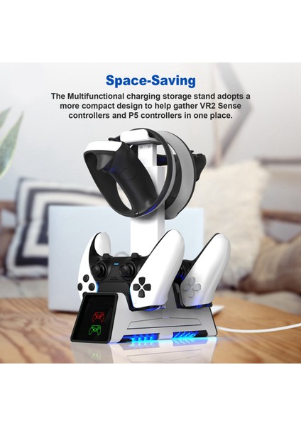 Ps5 Vr2 Için Manyetik Emme Taşınabilir Şarj Standı Kolu Koltuk Için Işık ile Saklayabilir Gözlük Kulaklık (Yurt Dışından)